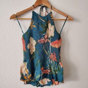 Floral Print Halter Neck Blouse